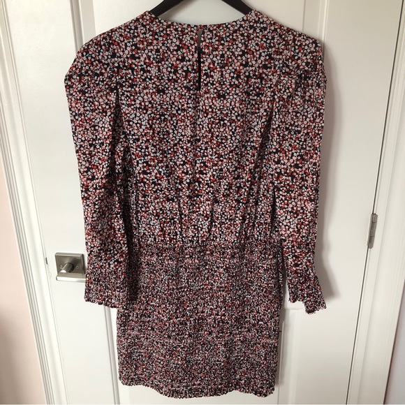 NWT Rebecca Minkoff Tabby Dress Printed Puff Sleeve Smocked Floral Summer Sz L - Picture 13 of 14